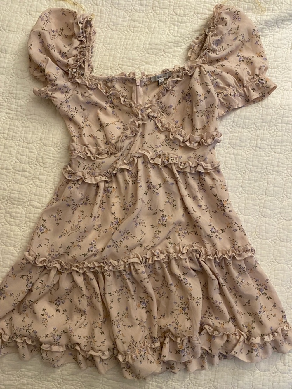 Blashe Ruffle Floral womens Dress - Blush Pink